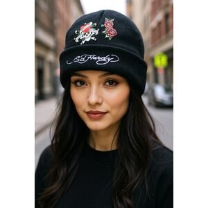 Ed Hardy‎ Women's Beanie Hat 2 Piece Set One Size Winter Knit Caps